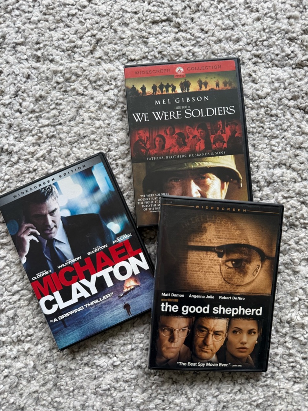 Lot of 3 Widescreen DVDs - Michael Clayton, We Were Soldiers, The Good Shepherd